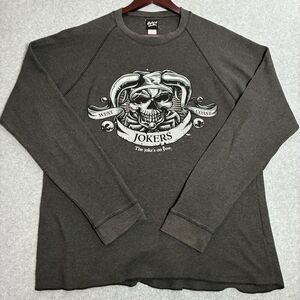 Men’s XL West Coast Jokers Skull Hybrid Tees Thermal Long Sleeve Shirt Graphic